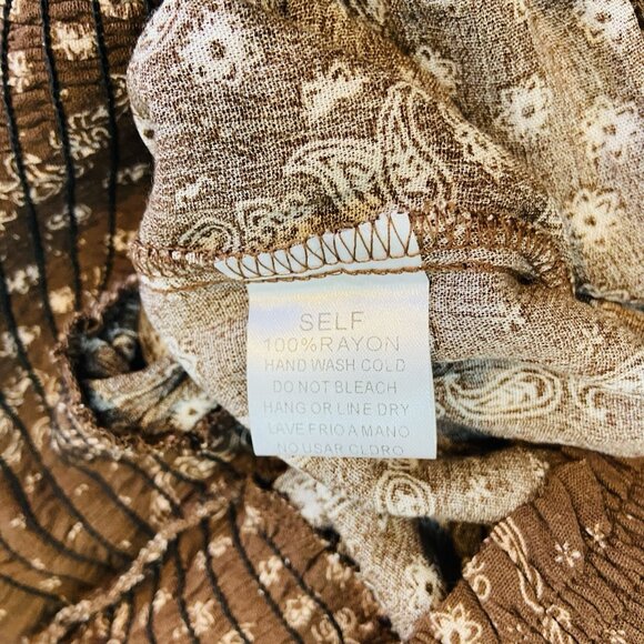 Easel 3x Jogger Style Pants Brown & Taupe Bandana Print Casual, Comfy, Boho - Picture 8 of 9